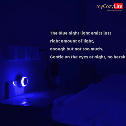 Blue LED Night Light Plug In Dusk To Dawn Sensor Small Round Nightlight Energy Saving Wall Light in dark bedroom