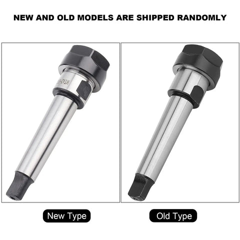New and old models of heavy duty Morse taper chuck holder for MTA2 ER20 ER32 CNC lathe and milling tooling, side-by-side comparison.