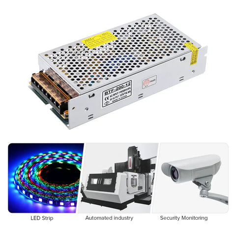 AC 100 to 240V to DC 12V 16.5A 198W Switching Power Supply Converter for LED Strips CCTV Cameras Security Systems and Radios