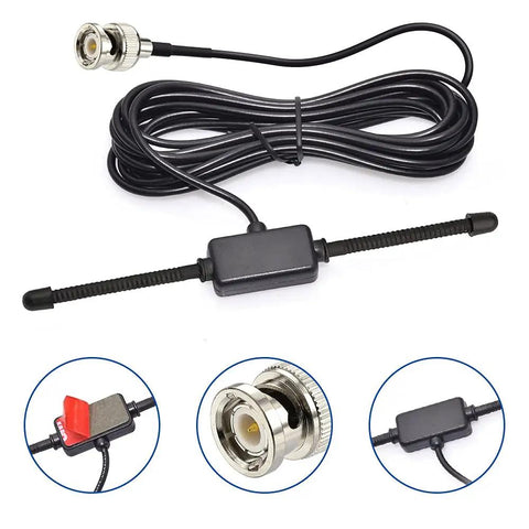 VHF UHF Car Window Adhesive Mount Antenna For Police Scanner And Ham Radio, BNC Male Dipole, 20MHz To 1300MHz, 50 Ohm Impedance