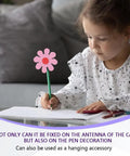 Pink Daisy Car Antenna Topper Totally Cute Aerial Ball Roof Ornament For Women And Men EVA foam decor on a pen with child drawing