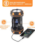 Rechargeable LED Camping Lantern And Flashlight With 4800mAh Power Bank, 8 Light Modes, Waterproof For Outdoor Use, charging a phone