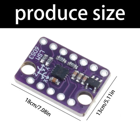 Low Power 6 Axis Motion Sensor Module With Adjustable Range For IoT, Robotics, And Wearables, Dope Accelerometer And Gyroscope Tracking For Real Time Orientation, Vibration Analysis, And Battery Powered Projects. purple PCB 18cm x 13cm