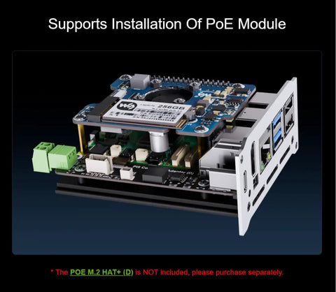 Kickass 2U Rack Mount Enclosure For Raspberry Pi 4 And Pi 5 Server Clusters showing installation of PoE module.