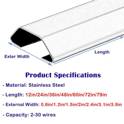 Wood Grain Cable Shield Cord Cover And Wire Management Raceways For Shop Or Factory showing size specifications and stainless steel look.