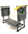 2 In 1 Garden Kneeler Seat Folding Stool With Soft Foam Cushion, Lightweight Foldable Bench For Weeding And Planting, Dual Use Kneeling Pad And Chair, Must Have For Outdoor Gardening, Portable Gray with side tool pockets.