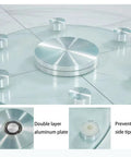Tempered Glass Lazy Susan Turntable with double layer aluminum plate, anti-tip design, for dining tables, 360 degree rotation
