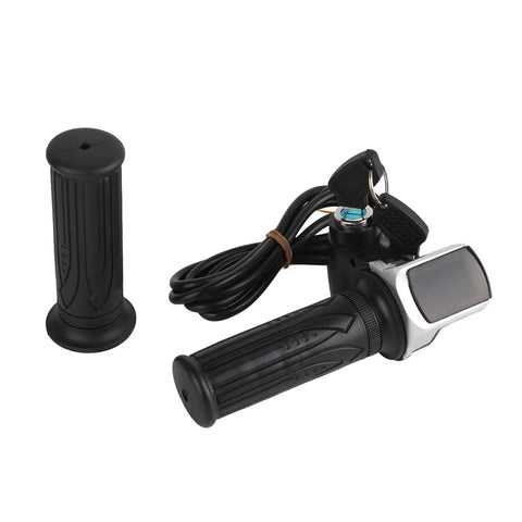 Half Twist Electric Bike Throttle With Led Power Indicator And Key Lock For 36V E Bikes And Scooters, shown with wiring