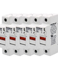 5 Pack RT18 32 X 1P DIN Rail Fuse Holder 32A 690V AC Cylindrical Base For 10x38mm Fuses With LED Indicator Light UL CE Certified