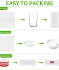 Diagram showing 500 Pack Dish Packing Supplies With Foam Wrap Pouches And Sheets For Moving Dope Set Of Assorted Sizes use