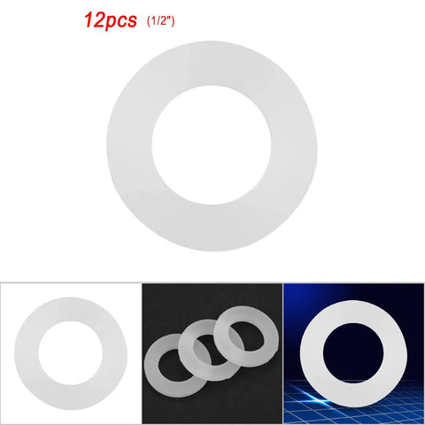 12 Piece Silicone Washer Gasket Set With Half Inch Sealing O Rings, White Flat Gaskets Wave Lock Washers in assorted views