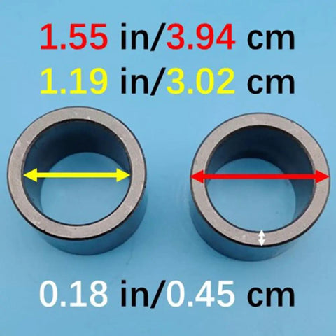 Top Shelf Washer Bearing Seal Kit Fits Kenmore Maytag Whirlpool showing two metal seals with dimensions labeled.