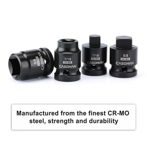 Eight-Piece One-Half Inch Drive Pipe Plug Socket Set, Cr-Mo Steel With Black Phosphate Finish, Low-Profile Access Display