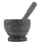 Granite Pattern Mortar And Pestle Set Manual Garlic And Seasoning Grinder With Non Slip Base for fresh spices, side view