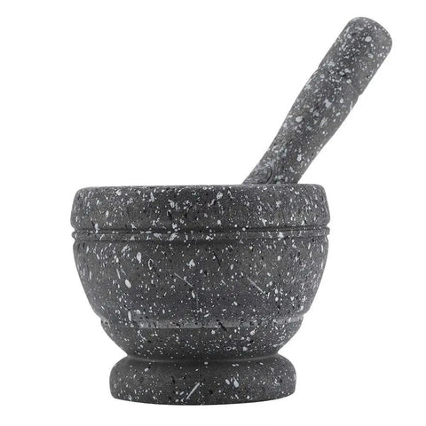 Granite Pattern Mortar And Pestle Set Manual Garlic And Seasoning Grinder With Non Slip Base for fresh spices, side view