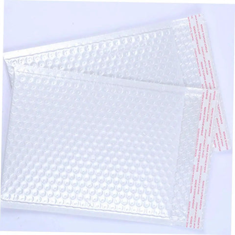 White Bubble Mailers 24x35cm Plus 5cm Padded Envelopes Shockproof Packaging Bags, two shown overlapping with self-seal strips visible