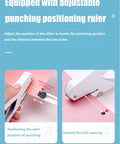 Handheld One Quarter Inch Hole Puncher With Skid Resistant Base, 20 Sheet Punch Capacity showing adjustable punching ruler