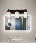 4 Pack White Frosted Glass Shade Replacements for Chandelier Pendant and Wall Sconce Lighting in modern bathroom setup
