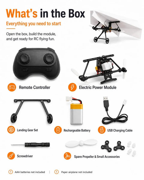 DIY Drone Kit With Gyro Stabilizer And Dual Propellers For Electric Remote Control Plane components displayed.