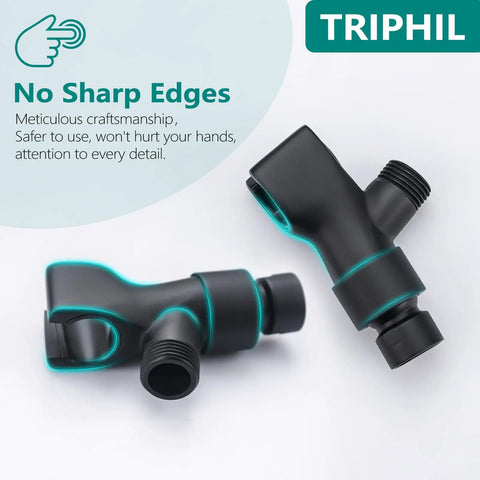 All Metal Shower Head Holder Mount For Handheld Showers Rugged Heavy Duty Solid Brass Ball Joint 360 Degree Swivel Matte Black Finish Easy Installation No Tools Required, black shower holder