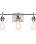 Three Light Brushed Nickel Vanity Light For Bathroom Over Mirror Glass Wall Mount Dimmable Modern Vanity Lighting For Bedroom Living Room And Hallway Energy Efficient Easy Install Dope Sleek Look