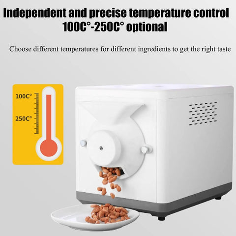 Badass 1600W Electric Coffee Bean Roaster With Slick Digital Display showing temperature control from 100°C to 250°C for precise roasting.