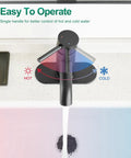 Matte Black Single Handle Bathroom Faucet For Vessel Sink And Lavatory with hot and cold water control, overhead view.