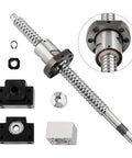 Rolled Ball Screw Kit With End Machined, 1204 Ball Nut, Nut Housing, BK BF10 End Support, 8x8 Coupler shown disassembled, 800mm Length