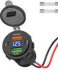Hella Fast 66W 12V Car Charger With Four Ports Dual PD And Quick Charge 3.0 Digital Voltmeter with USB ports and wiring.