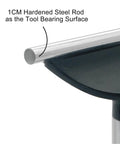 Close-up of 1CM hardened steel rod on Top Shelf Heavy Duty Wood Lathe Tool Rest with four inch mounting post showing bearing surface.
