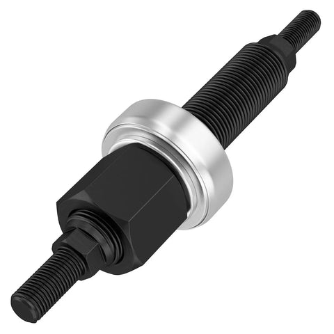 No Fuss Harmonic Balancer Installation Tool For Chevy LS SBC BBC Cranks with threaded steel build, shown in angled view