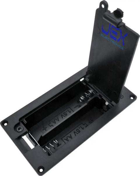 Twin AA Panel Mount Battery Holder Case Box With Integrated Power Switch And Wire Leads For Diy Electronics Builds and Custom Rigs open lid.