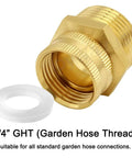 Swivel 3/4 Inch GHT Female To 1 Inch NPT Male Pipe Fitting For Garden Hose And Pipe Threads Swivel Action Cuts Hose Strain Solid Brass Construction Durable Quick Connect For Outdoor Plumbing, brass fitting with gasket