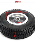 Nine Inch All In One Tire With Inner Tube And Rim Preassembled 9x3.50-4 Or 3.00-4 shown with measurement details