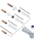 Decorative Bathtub Spout With Pull Up Diverter, 6 Inch Chrome Finish, adapters for copper pipe; parts view
