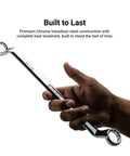 Hand holding a 75-Degree Deep Offset Double Box End Wrench, part of the 7-piece SAE set for hard-to-reach fasteners.