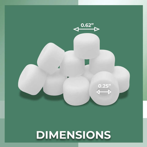 Premium Silicone Door Stopper Tips White Five Eighth Inch Replacement Caps dimensions view with measurements