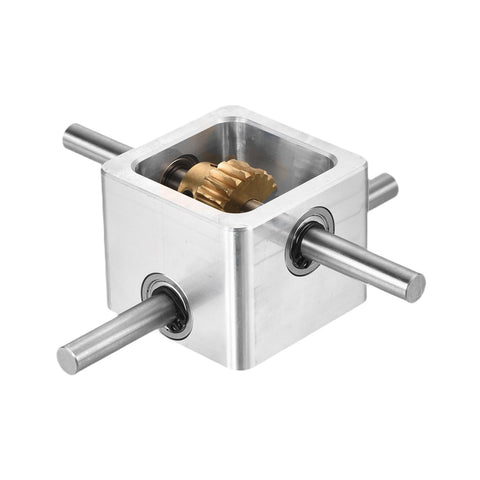 90 Degree Right Angle Worm Gearbox With 1 To 20 Reduction, 1 Module 20 Teeth, 8mm Shaft, Aluminum Frame, square view