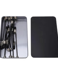 FTVOGUE Magnet Helping Hands Soldering Station Holder with 12 clips neatly arranged in metal case for electronics assembly.