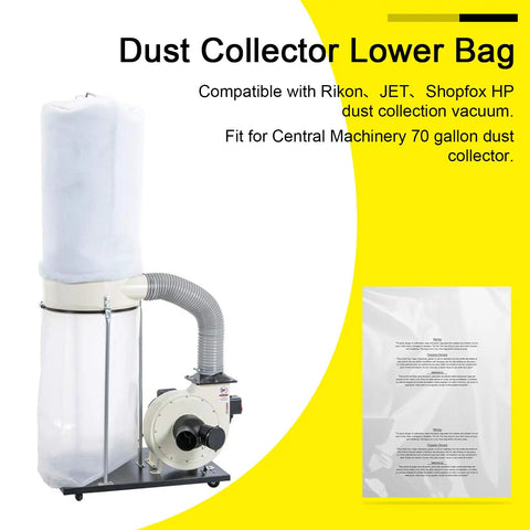 Clear Plastic Dust Collector Bags For 70 And 35 Gallon Systems, Fits Harbor Freight And Central Machinery, Pack Of 6 shown