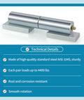 Heavy duty weld-on gate hinges made from AISI 1045 steel, rust resistant and can support up to 4400 lbs, ideal for swing and trailer lift gates.