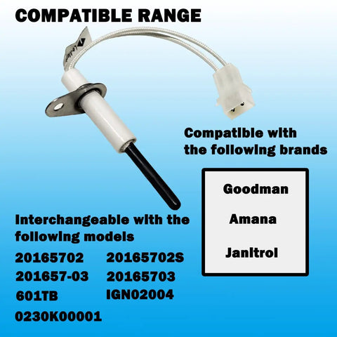 Plug And Play Hot Surface Furnace Ignitor 201657-03S Replacement Drop In Compatible With Goodman Amana Janitrol image