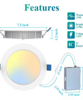 Diagram of 6 Inch Smart Recessed LED Can Lights with WiFi App and Remote, Tunable White 2700K to 6500K, 15W 1150LM