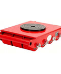 Industrial Steel Roller Trolley heavy duty machinery moving skate with red steel body and swivel top for easy movement.