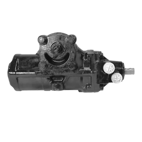 Heavy Duty Power Steering Box For GM 1500 2500 3500 Truck And Van 2002 To 2022 front view showing detailed design and connections.