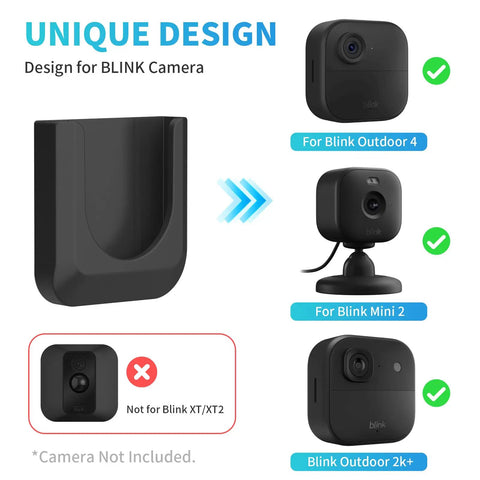 No Drill Wall Mount Bracket For Outdoor 4 And Outdoor 2K Plus Mini 2 And Indoor Cameras, adhesive mount design for Blink cameras