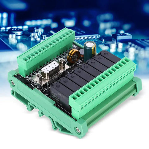 Heavy Duty Programmable Logic Controller Module, compact relay output board with connectors, used for industrial automation setups.
