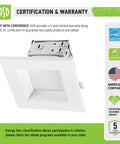 12 Pack 4 Inch LED Recessed Lighting With Integrated Junction Box Dimmable 2700K-5000K CCT Selectable Canless Square Downlights
