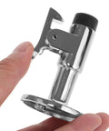 Premium Stainless Steel Marine Door Catch For Yacht Cabin Silver Latches With Anti Collision Protection To Stop Slamming And Protect Surfaces From Damage in hand close-up view.