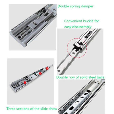 Heavy Duty Soft Close Drawer Slides With Telescoping Rails Metal Drawer Runners Built For Tough Cabinets Smooth Quiet Damping Buffer Track For 16 Inch Drawers